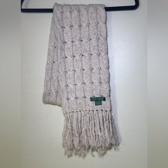 Lauren Ralph Lauren Accessories - Lauren Ralph Lauren gray Lambswool Blend Cable Knit Scarf
